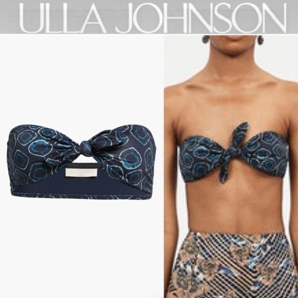 Ulla Johnson Palma Strapless Bikini Top in Aquamarine Blue sz L NWT 160$